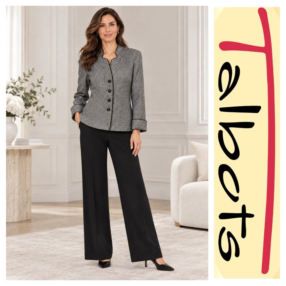 Talbots Black Gray Wool Blend Italian Fabric Career Capsule Blazer Petite 22W